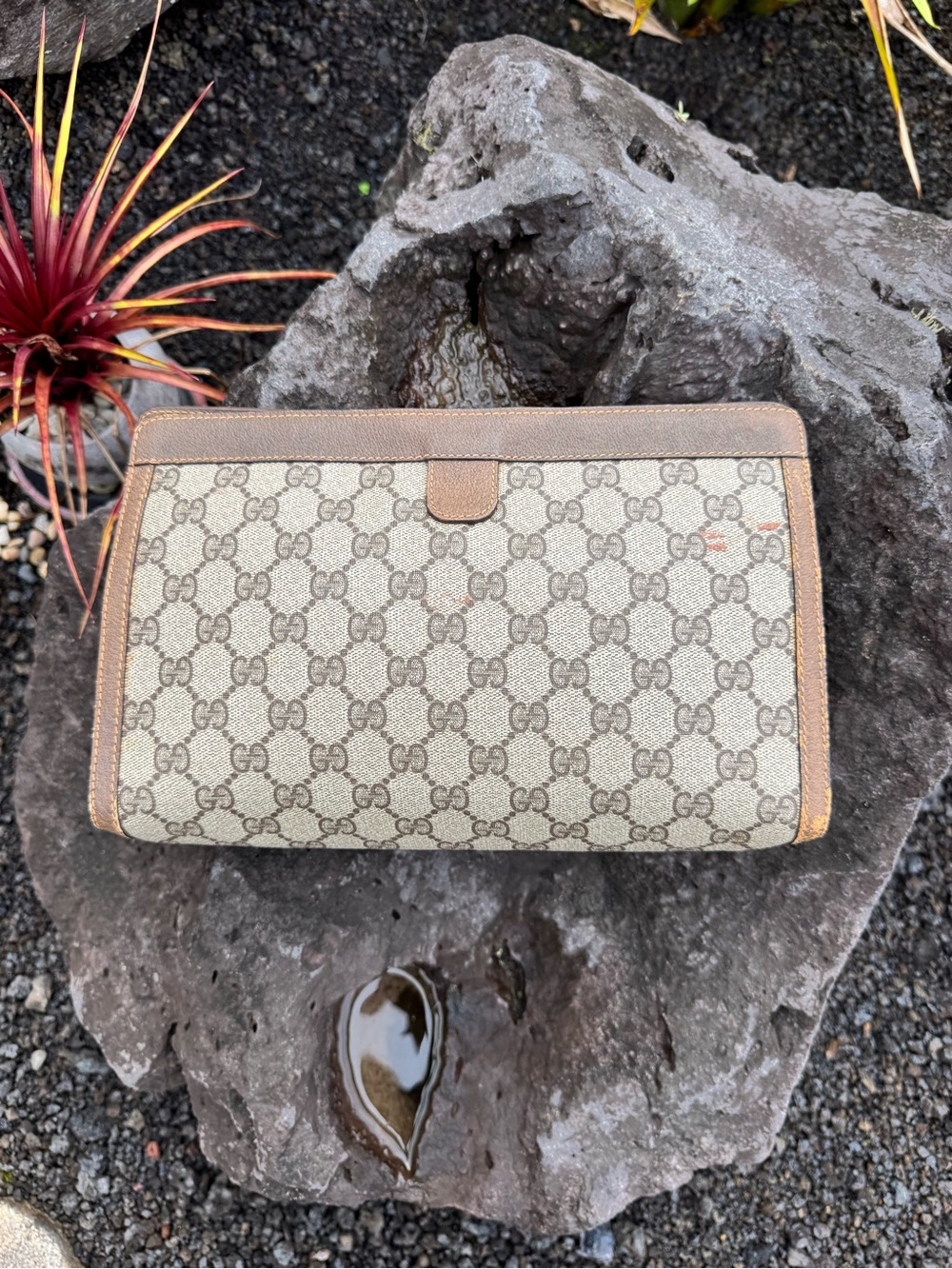 Gucci Vintage 1980s GG Supreme Monogram Clutch Portfolio Web Stripe Italy - Picture 3 of 13